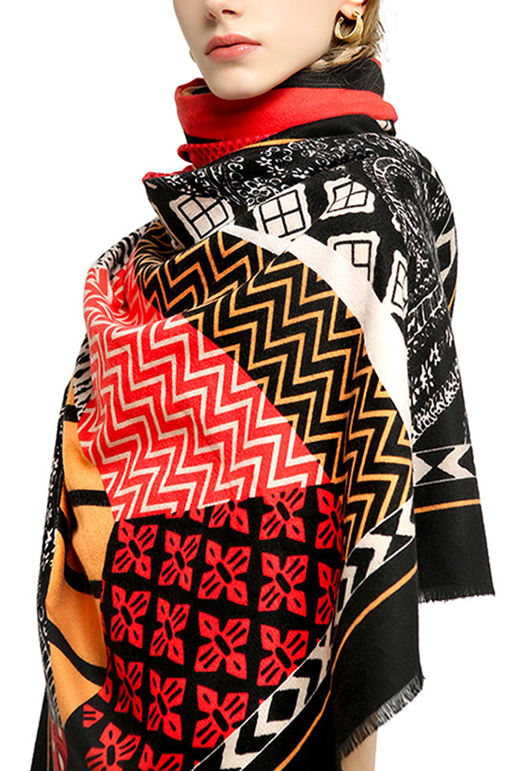 Women Convenient Printed Pattern Cozy Soft Muffler