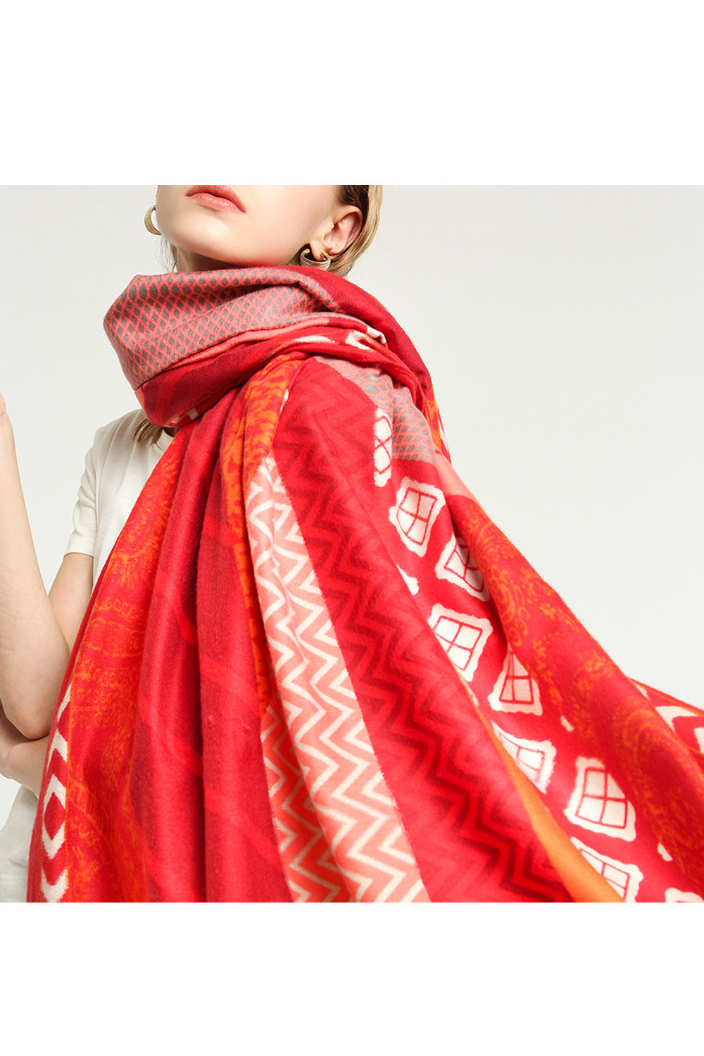 Women Convenient Printed Pattern Cozy Soft Muffler