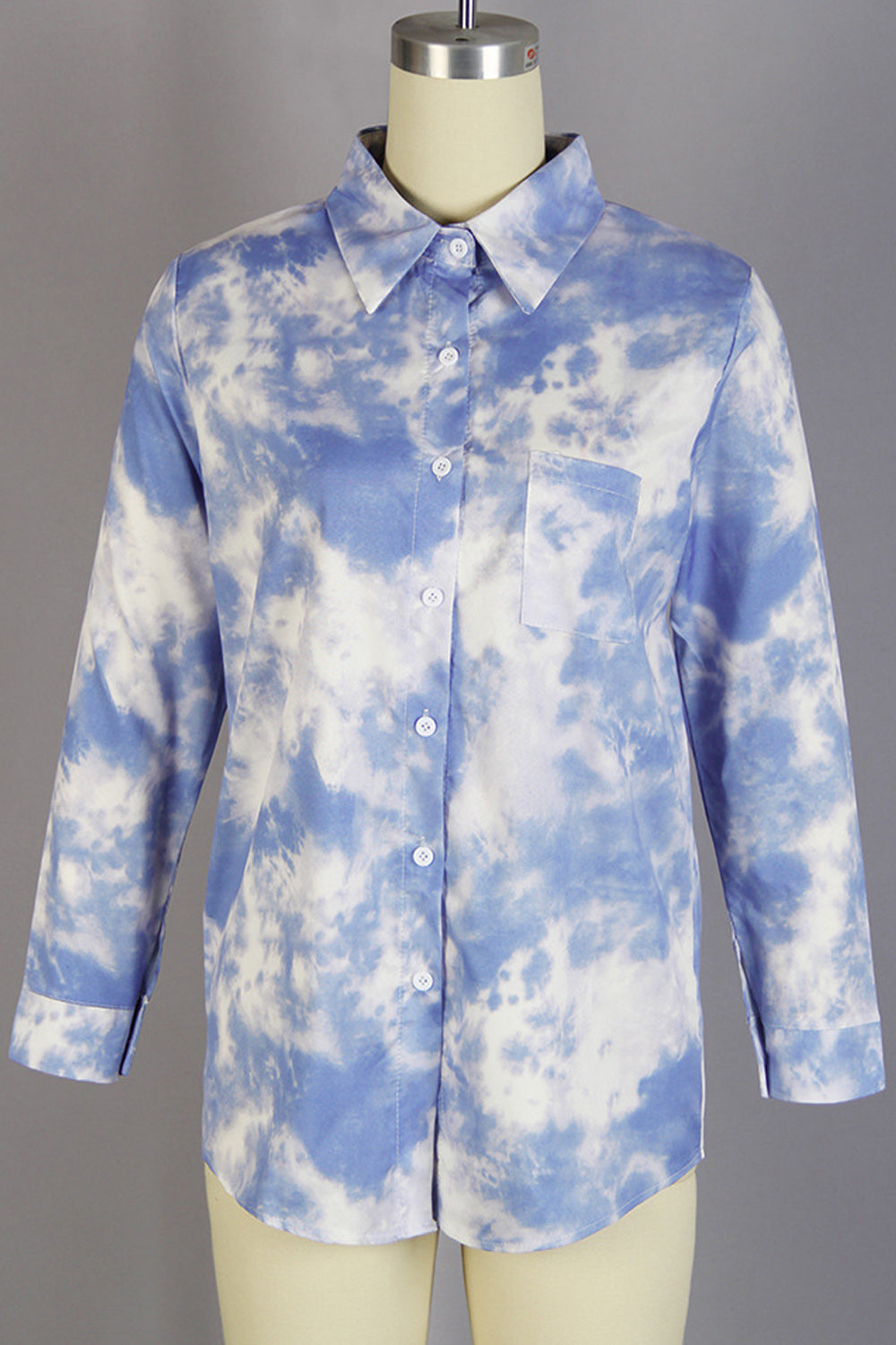 Women Elegant Tie Dye Pattern Easy Button Closure Casual Shirt