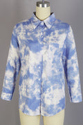 Women Elegant Tie Dye Pattern Easy Button Closure Casual Shirt