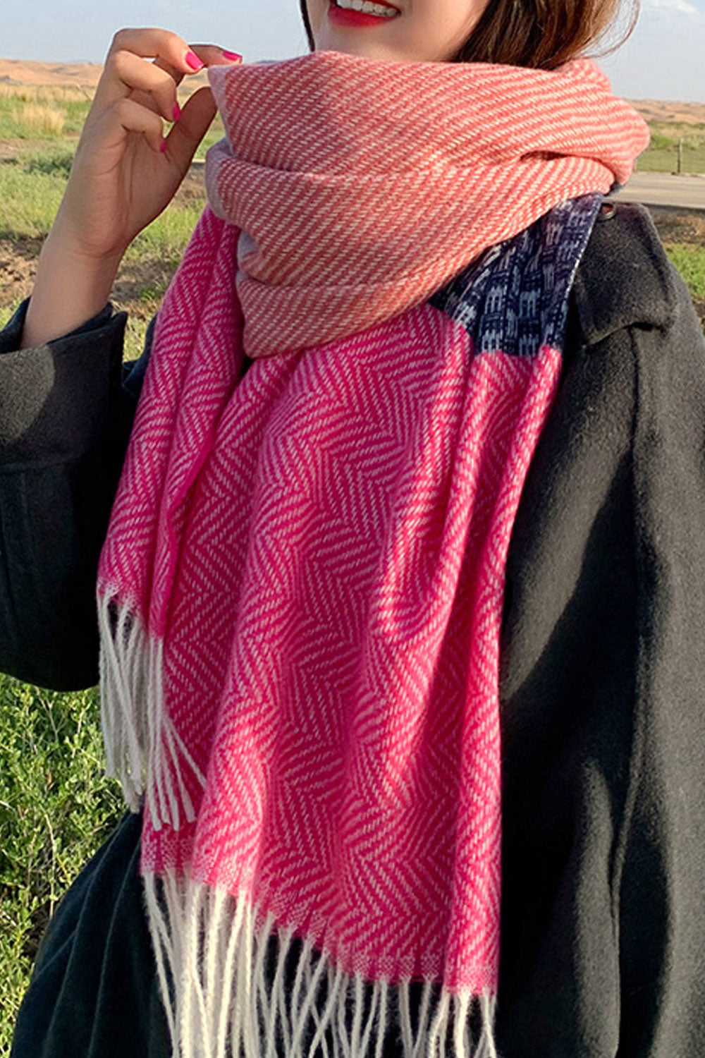 Women Long Tassel Hem Classy Warm Winter & Autumn Muffler