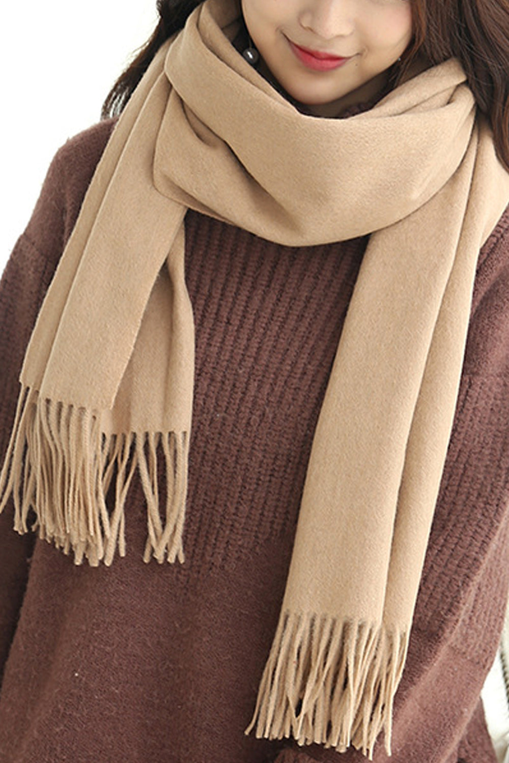 Women Decent Solid Colored Warm Long Winter Muffler