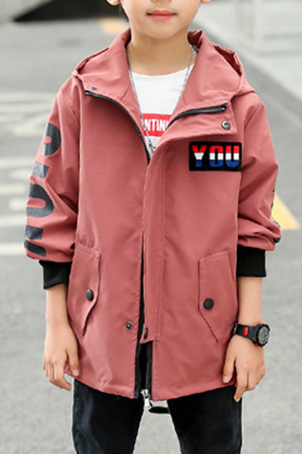Kids Boys Elasticated Cuff Long Sleeve Warm Hood Neck Stylish Jacket