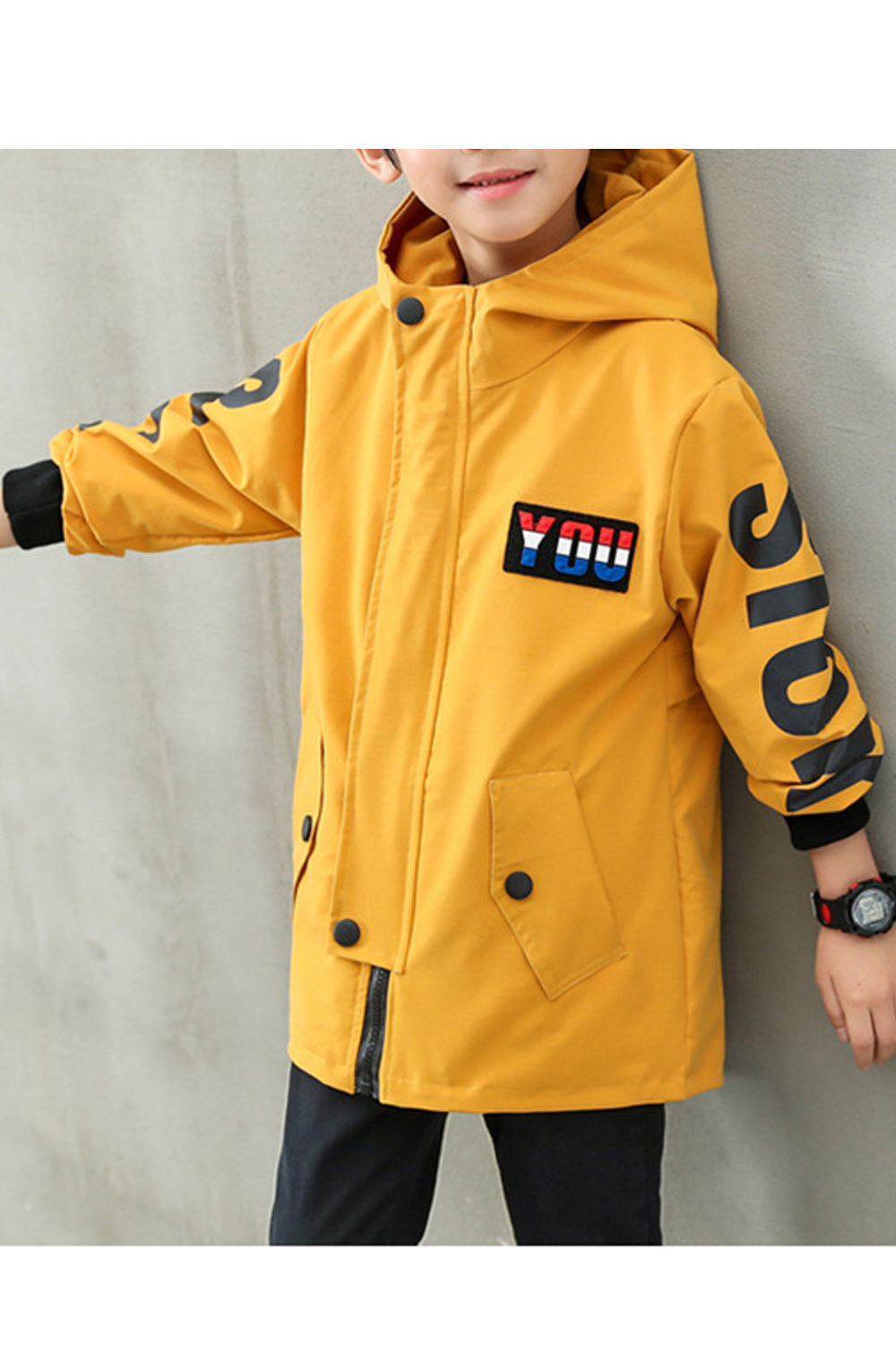 Kids Boys Elasticated Cuff Long Sleeve Warm Hood Neck Stylish Jacket