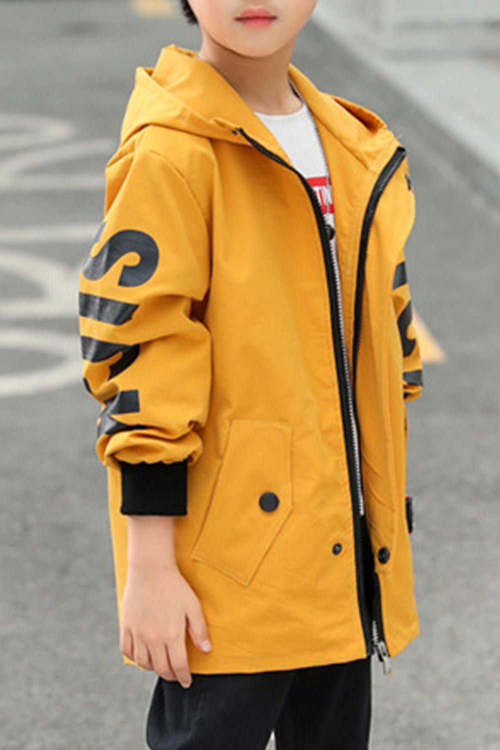 Kids Boys Elasticated Cuff Long Sleeve Warm Hood Neck Stylish Jacket