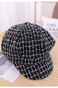 Kids Girls Dome Styled Plaid Pattern Thick Outdoor Winter Hat