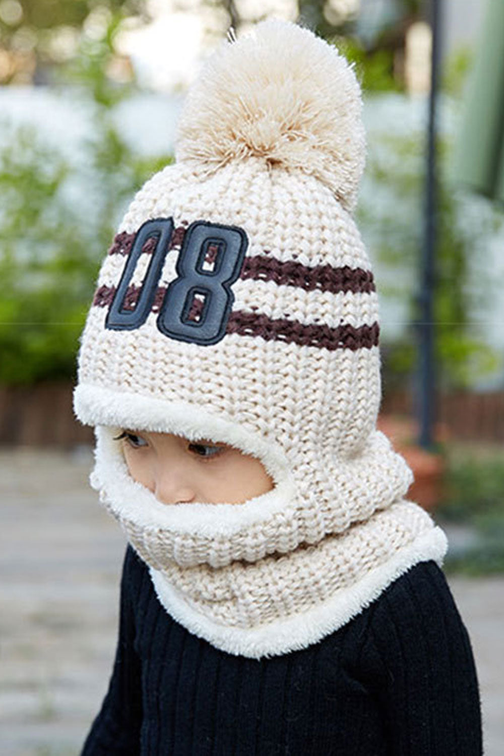 Kids Girls Comfortable Ear Protection Solid Pattern Thick Winter Hat