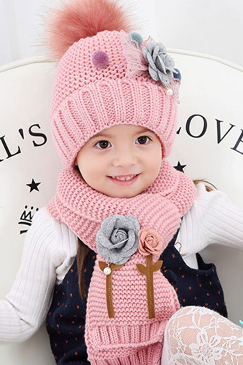Kids Girls Casual Winter Season Thick Solid Pattern Lovely Winter Hat