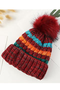 Women Hair Ball Decorated Soft Winter Season Cozy Knitted Hat