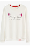 Women Comfortable Round Neck Elasticated Hem Soft Sweatshirt