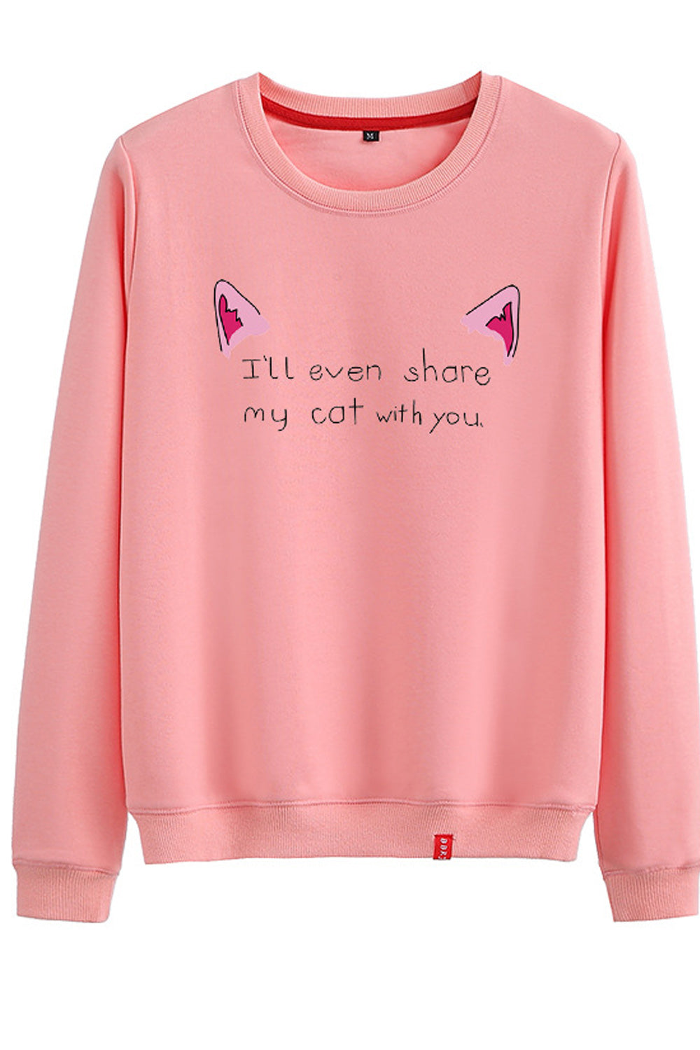 Women Comfortable Round Neck Elasticated Hem Soft Sweatshirt