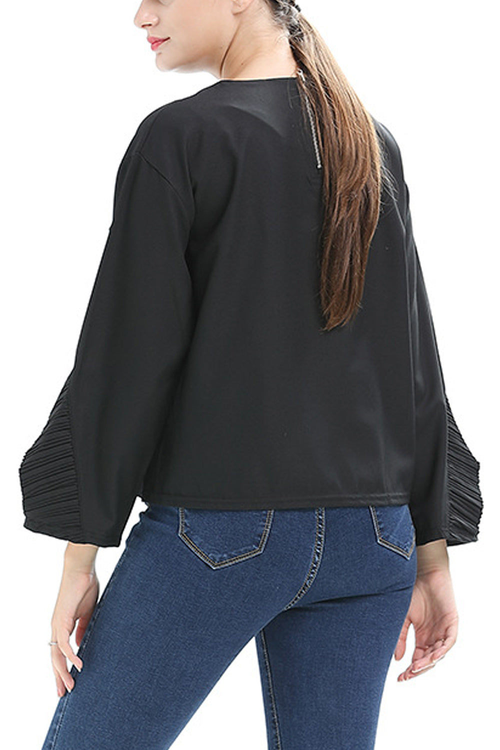Women Convenient Round Neck Long Sleeve Ruffled Style ShirtUnique style makes you more elagant and attractive. Just check out th