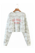 Women Beautiful Letter Printed Tie Dye Pattern Long Sleeve Easy Sweatshirt