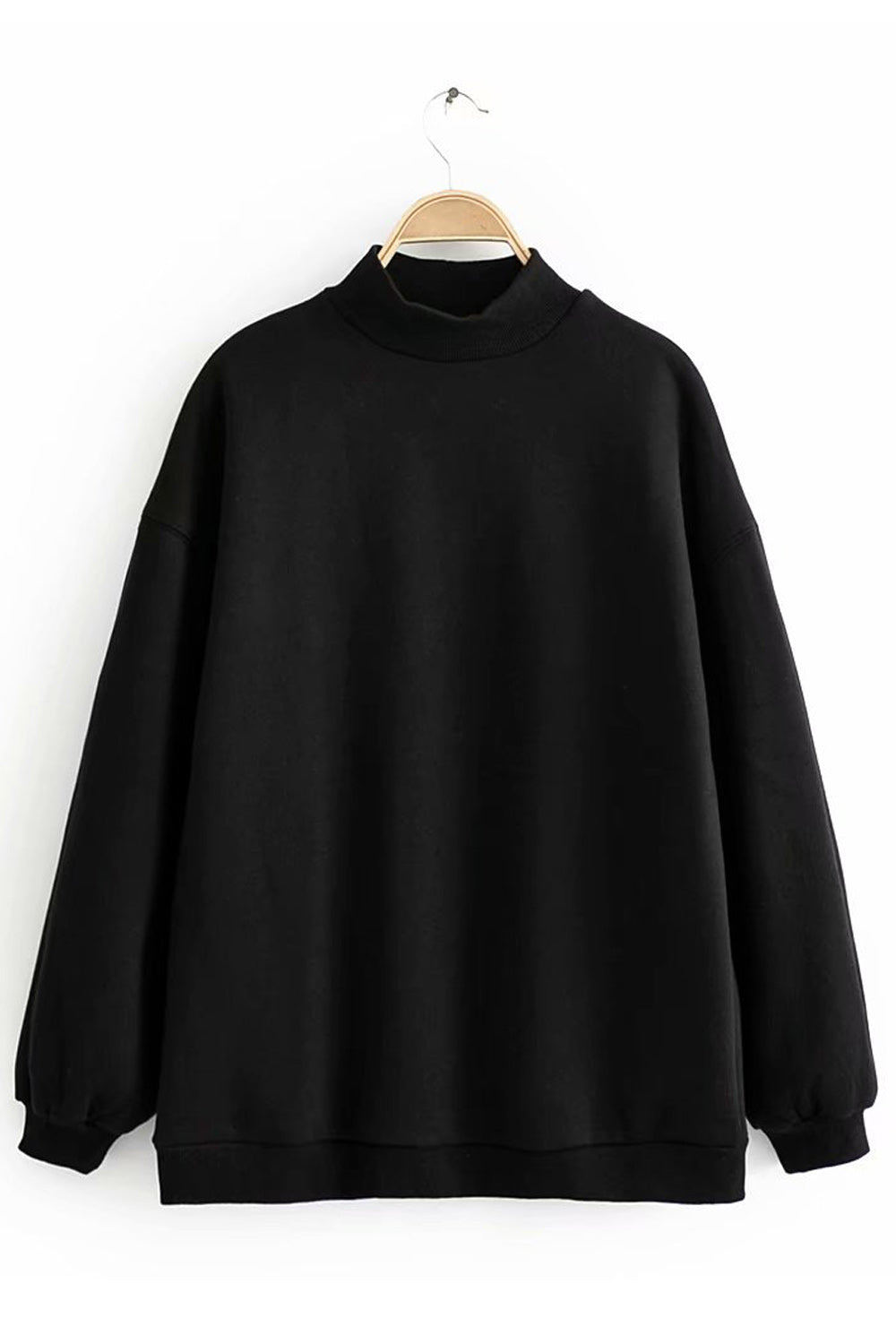 Women Simple Solid Colored Long Sleeve Thick Winter Sweatshirt