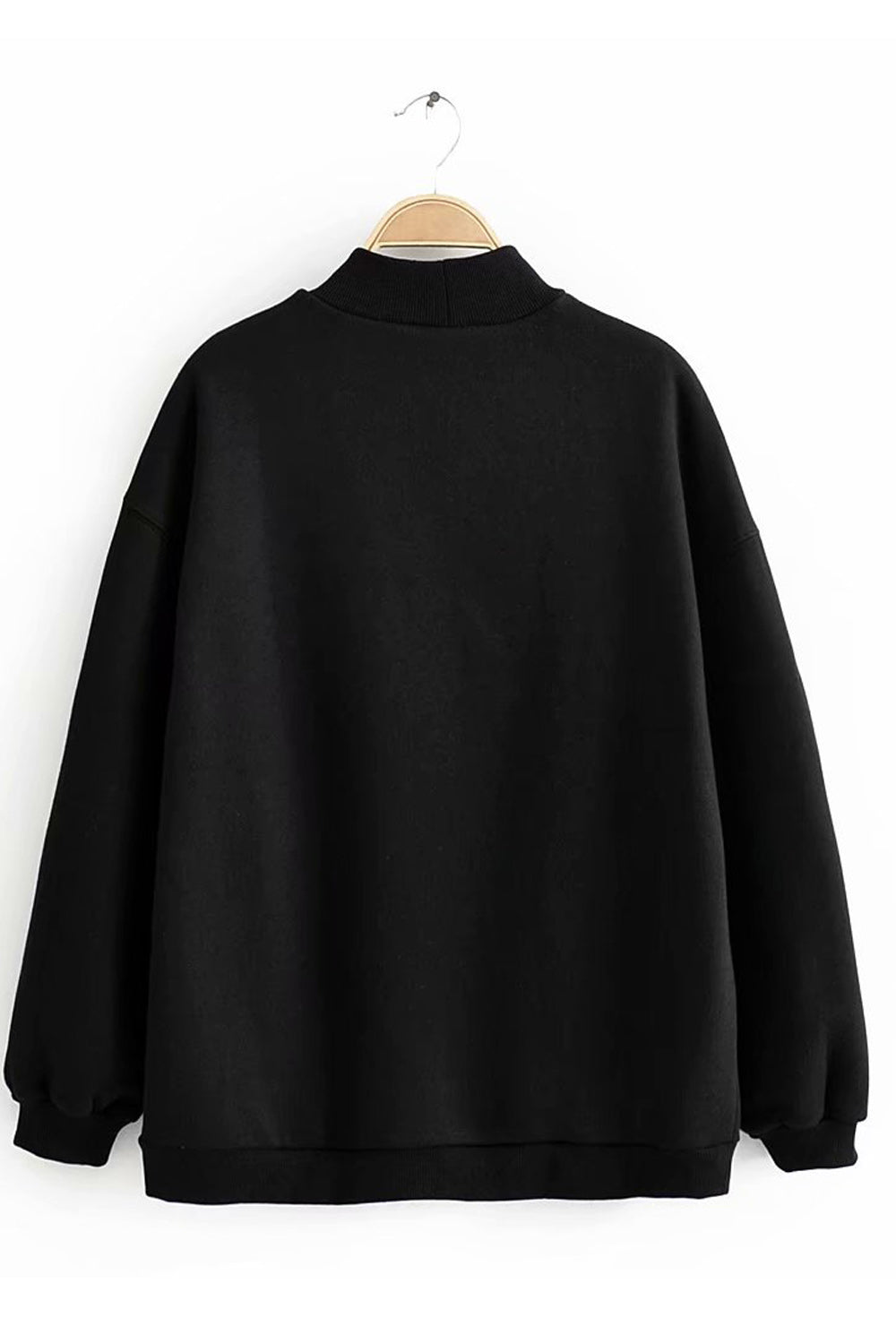 Women Simple Solid Colored Long Sleeve Thick Winter Sweatshirt