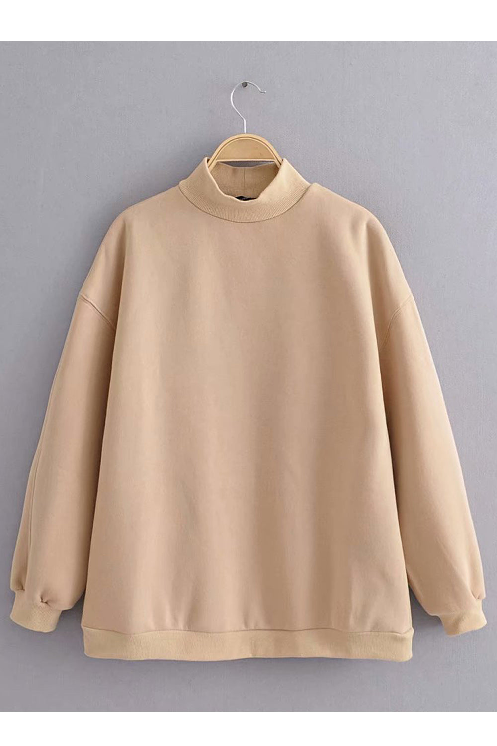 Women Simple Solid Colored Long Sleeve Thick Winter Sweatshirt