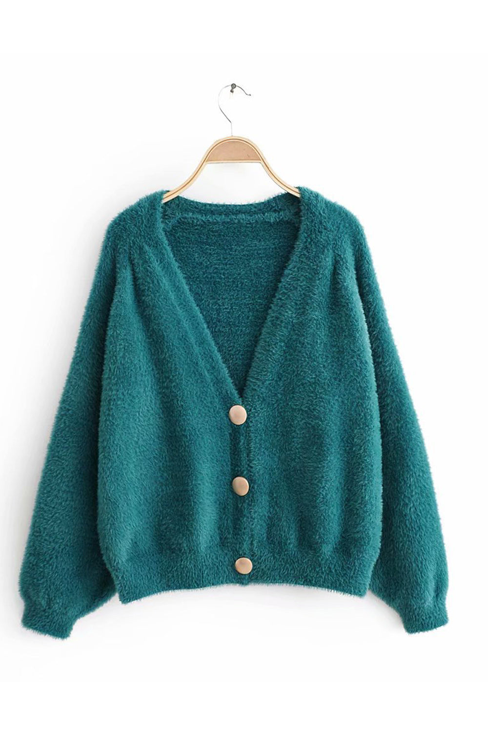 Women Deep V-Neck Long Sleeve Solid Colored Thick Sweatshirt
