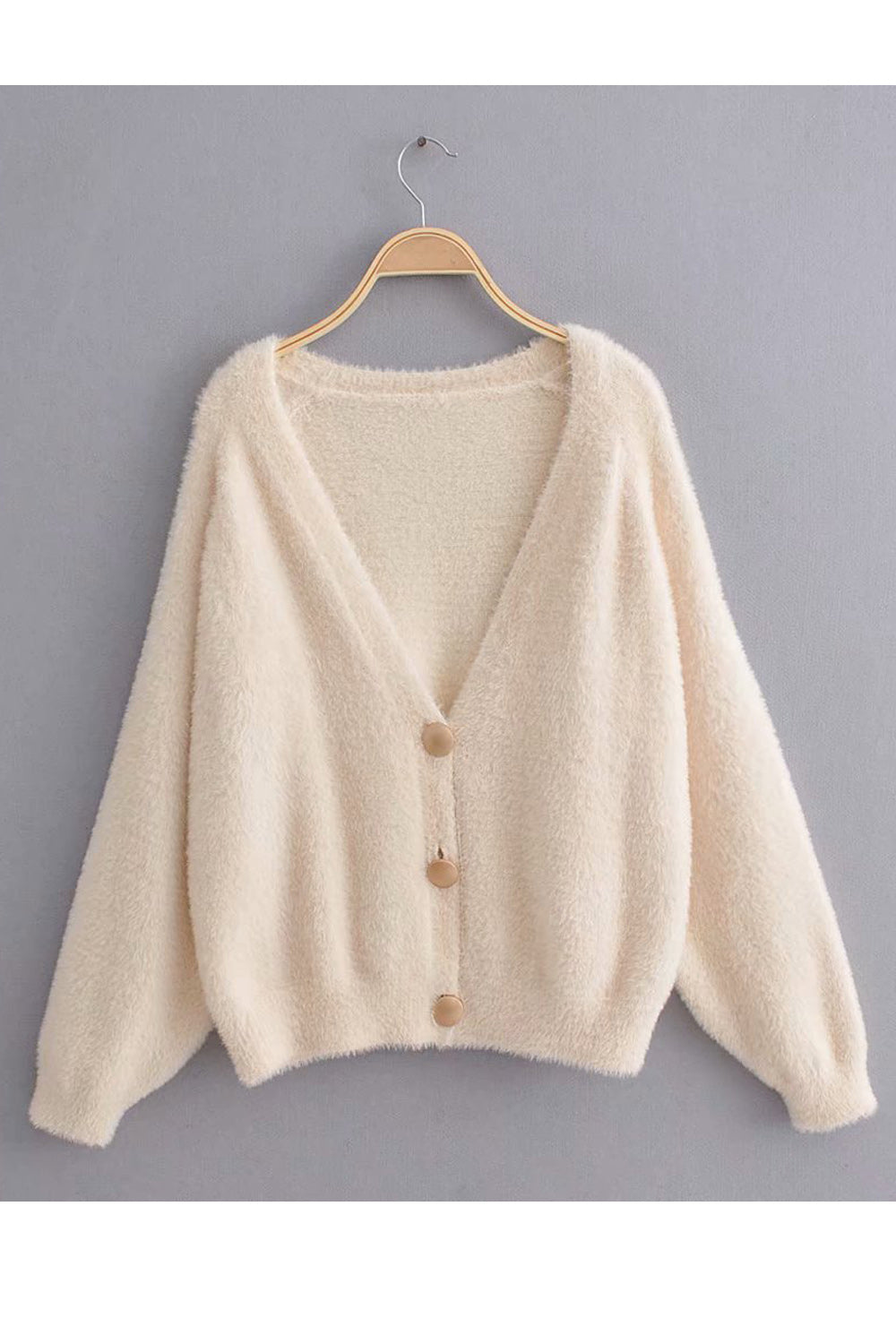 Women Deep V-Neck Long Sleeve Solid Colored Thick Sweatshirt