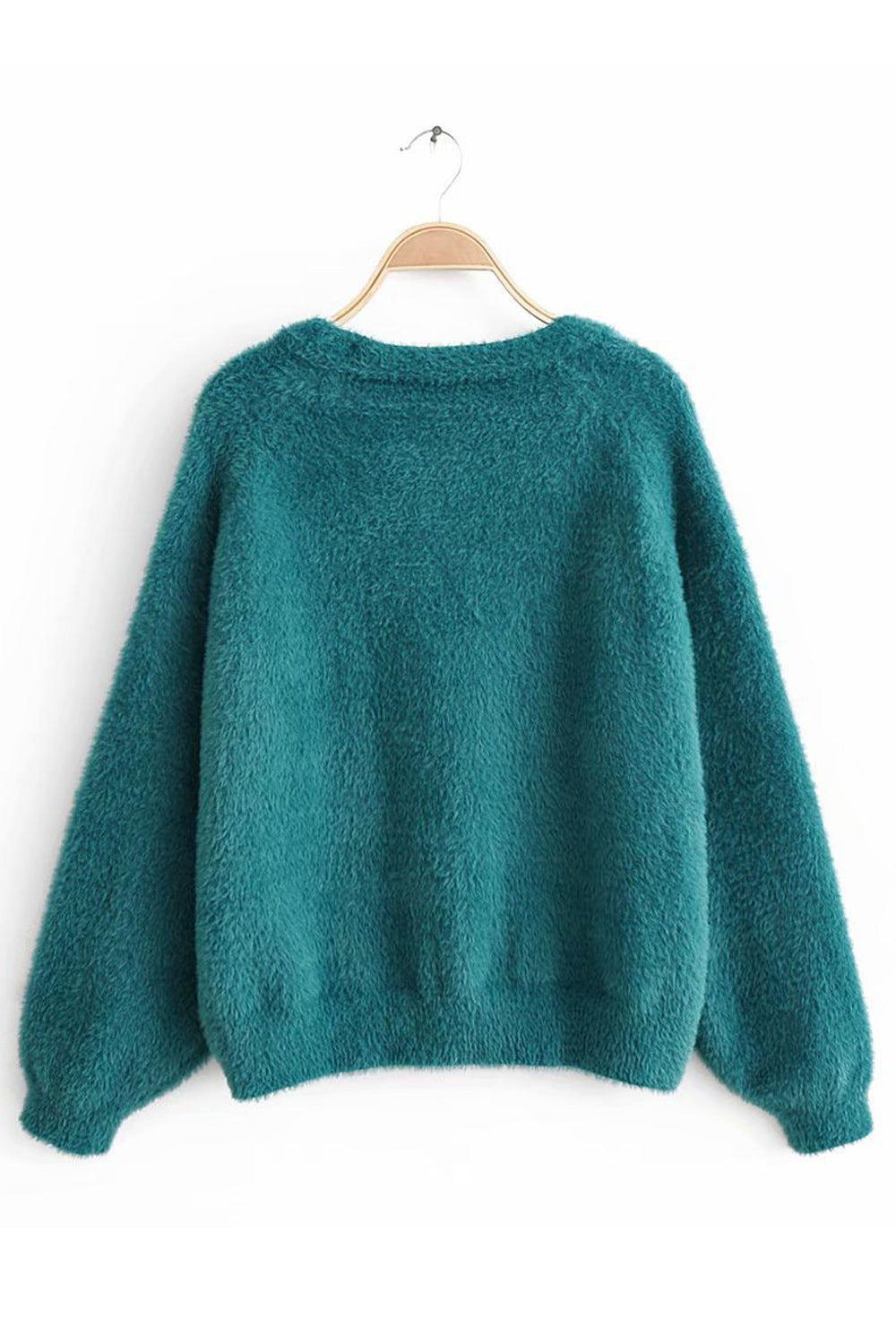 Women Deep V-Neck Long Sleeve Solid Colored Thick Sweatshirt
