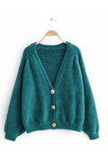 Women Deep V-Neck Long Sleeve Solid Colored Thick Sweatshirt