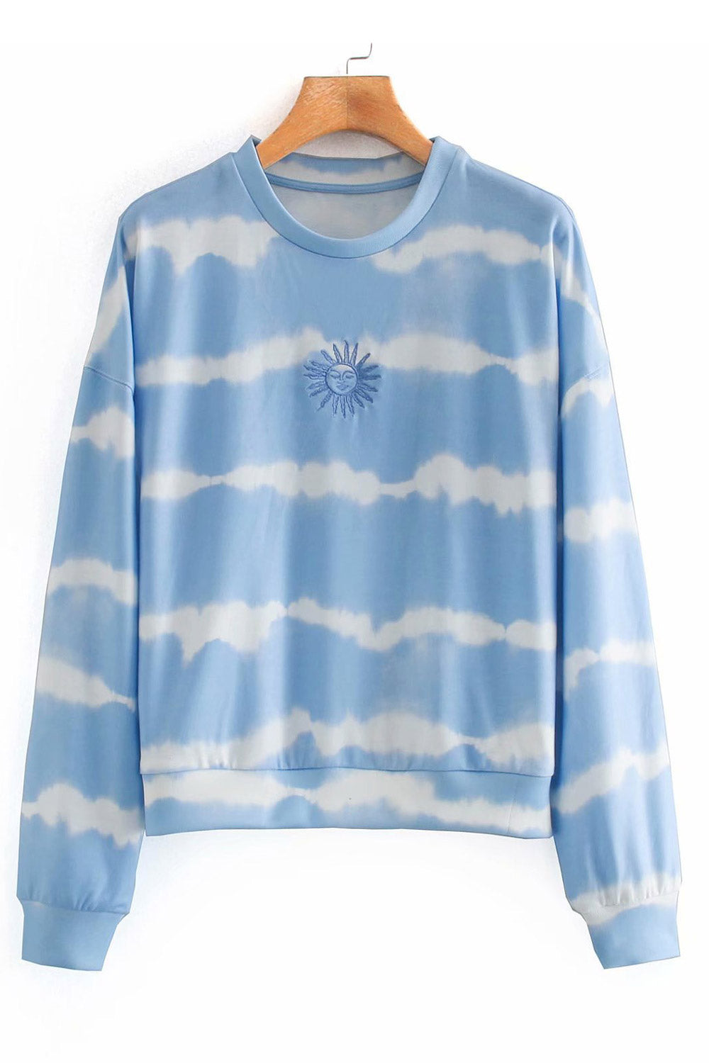 Women Stretchable Long Sleeve Round Neck Tie Dye Sweatshirt