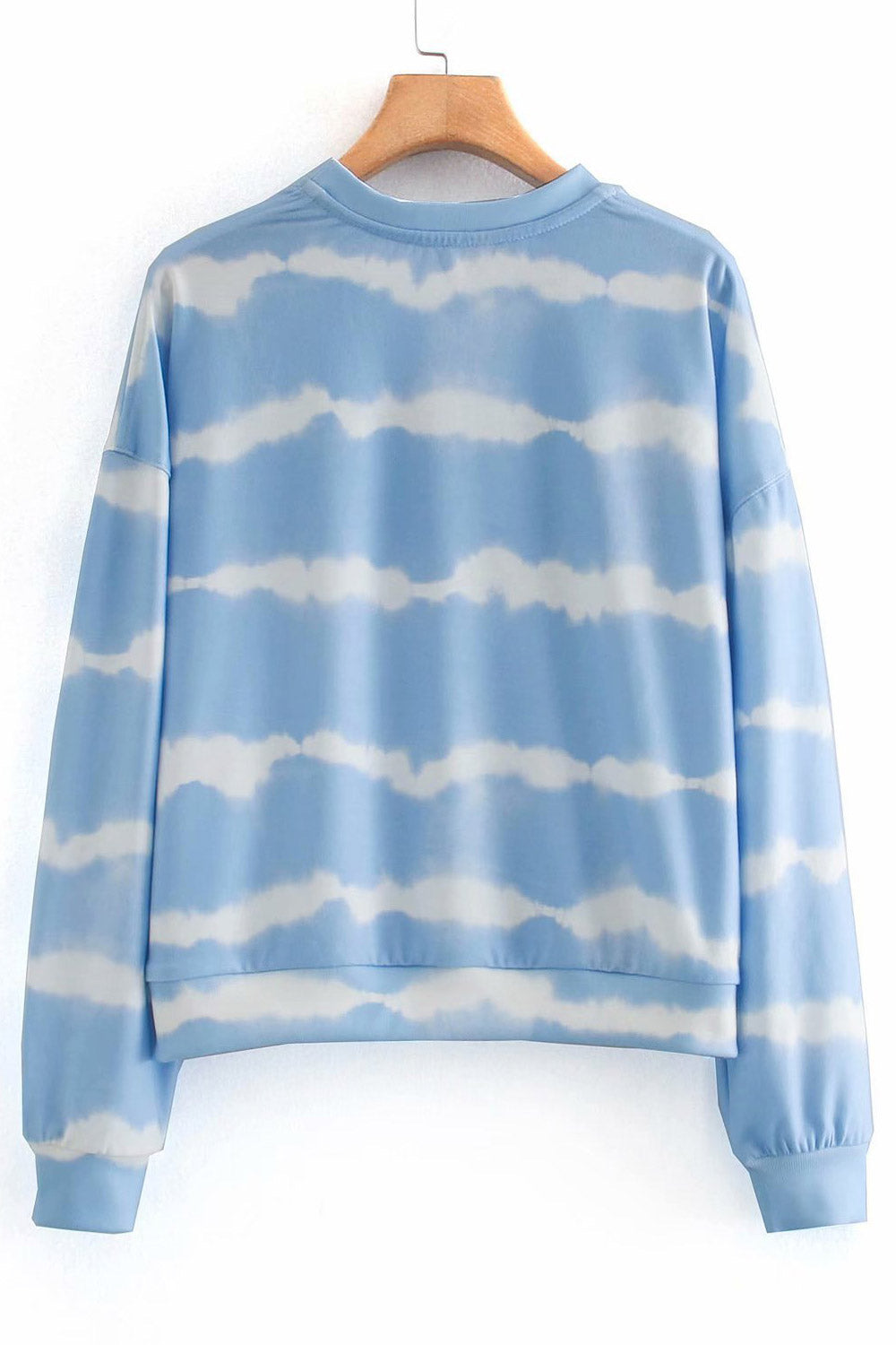 Women Stretchable Long Sleeve Round Neck Tie Dye Sweatshirt