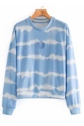 Women Stretchable Long Sleeve Round Neck Tie Dye Sweatshirt