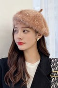 Women Unique Solid Pattern Outdoor Warm Soft Beret Hat