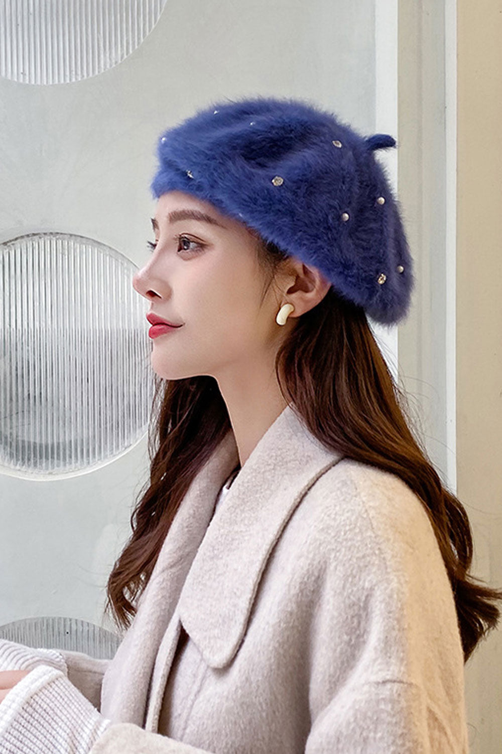 Women Unique Solid Pattern Outdoor Warm Soft Beret Hat