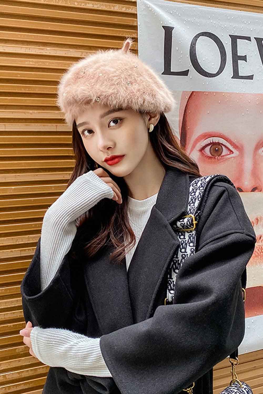 Women Unique Solid Pattern Outdoor Warm Soft Beret Hat