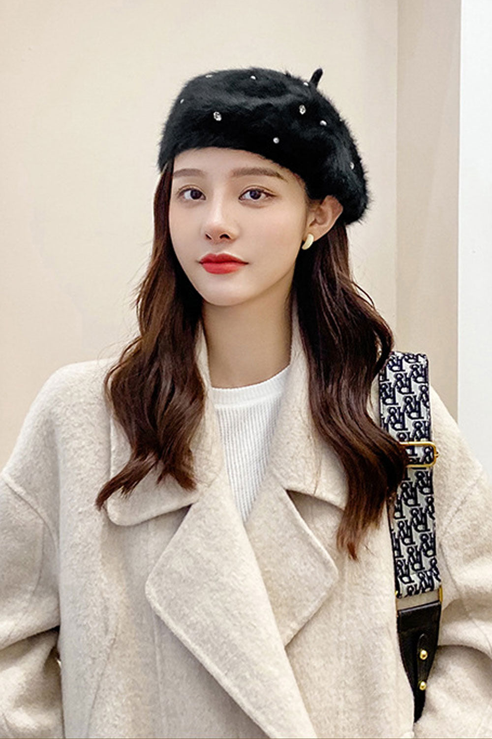 Women Unique Solid Pattern Outdoor Warm Soft Beret Hat