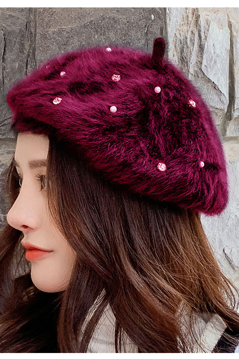 Women Unique Solid Pattern Outdoor Warm Soft Beret Hat