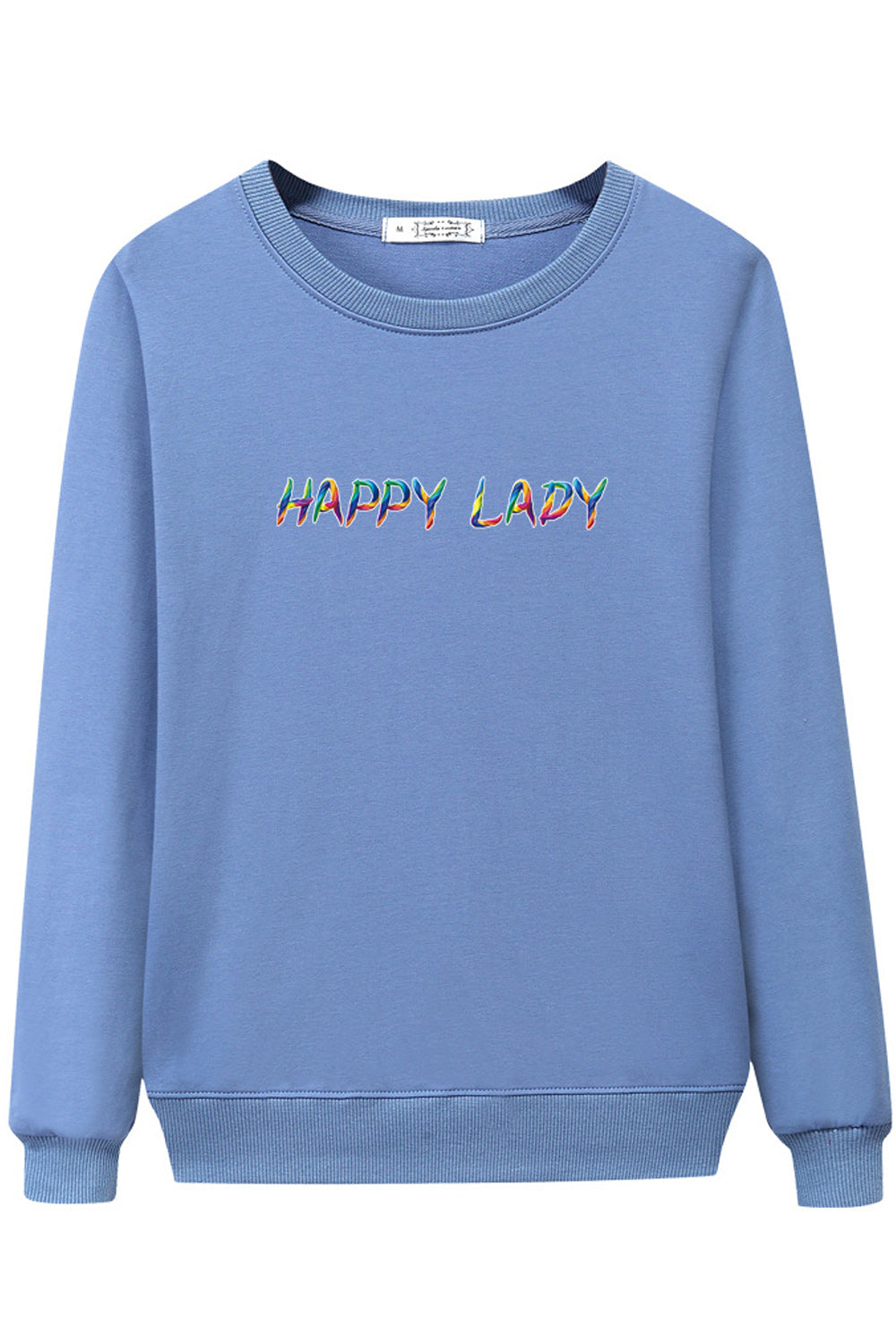 Women Ribbed Cuff Breathable Round Neck Thick Sweatshirt