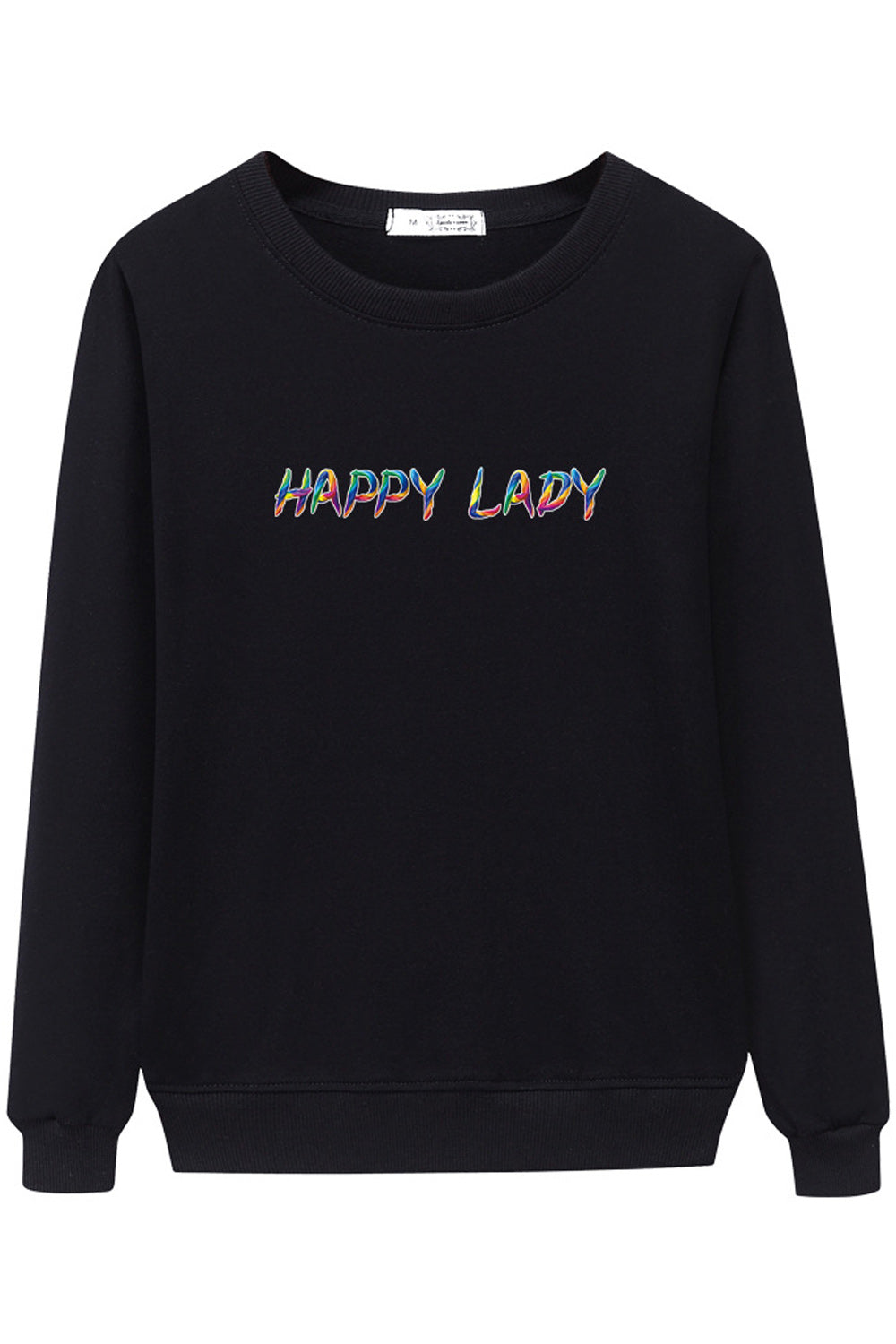 Women Ribbed Cuff Breathable Round Neck Thick Sweatshirt