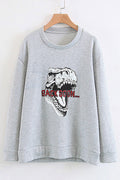 Women Magnificent Dinosaur Printed Loose Style Comfy Sweatshirt