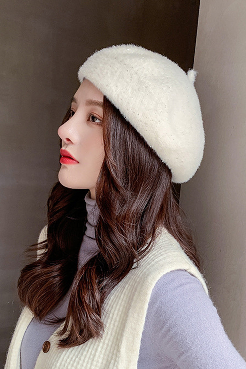 Women Dome Styled Solid Colored Casual Warm Beret Hat