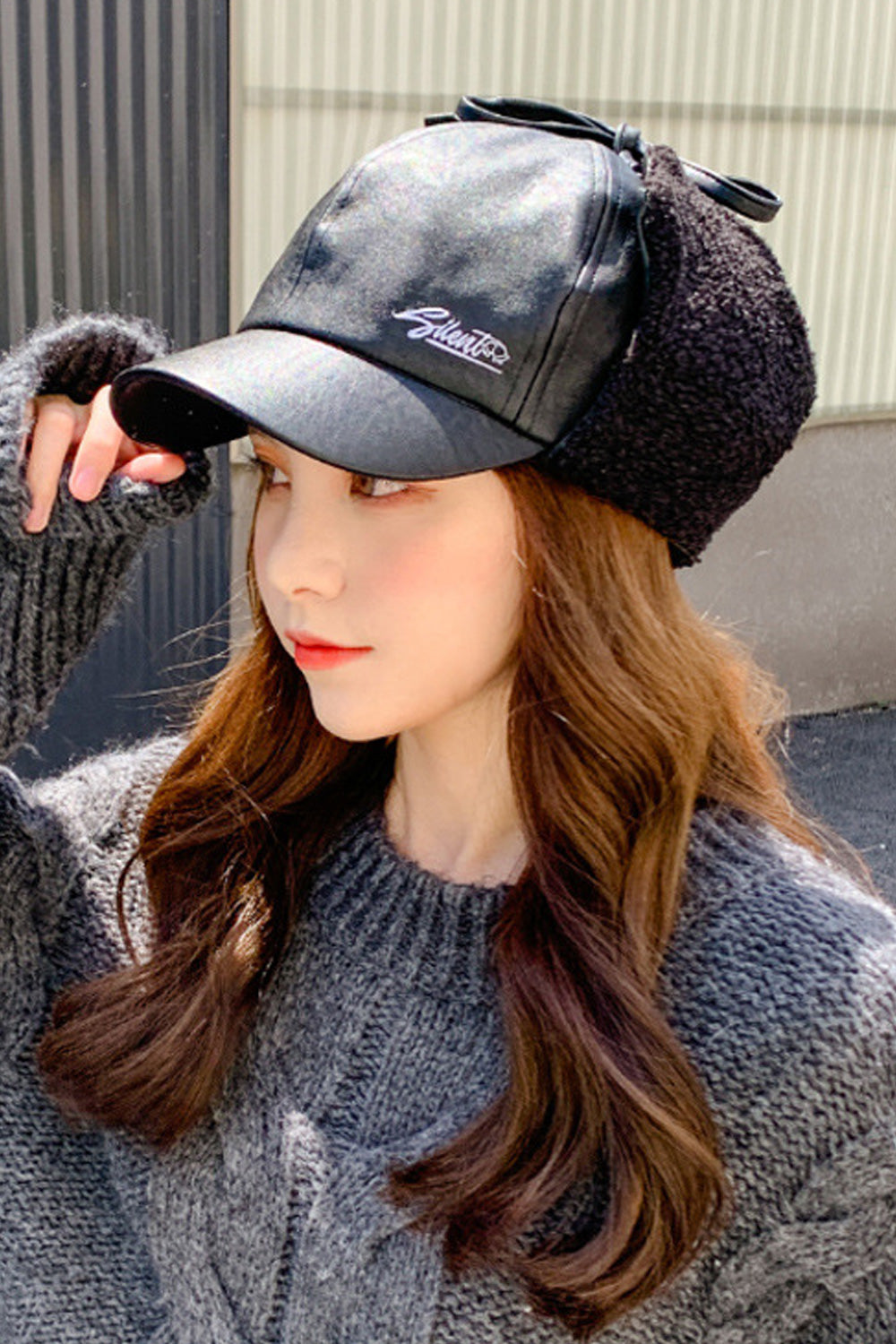 Women Thick PU Leather Ear Protection Beret Hat