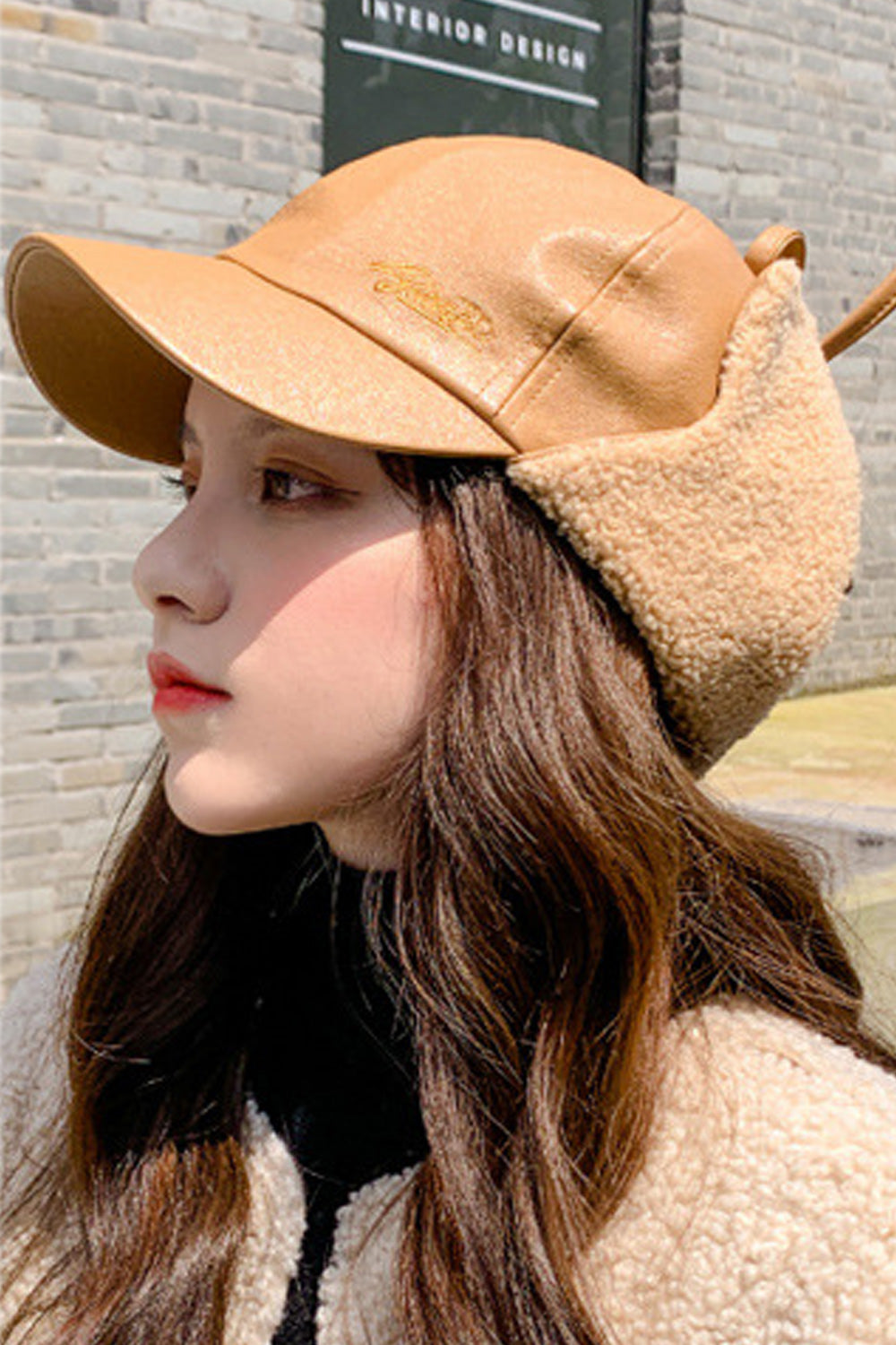 Women Thick PU Leather Ear Protection Beret Hat