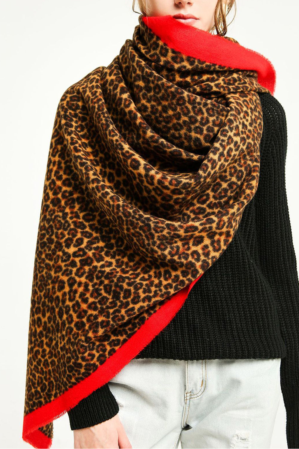 Women Elegant Leopard Pattern Thick Warm Muffler