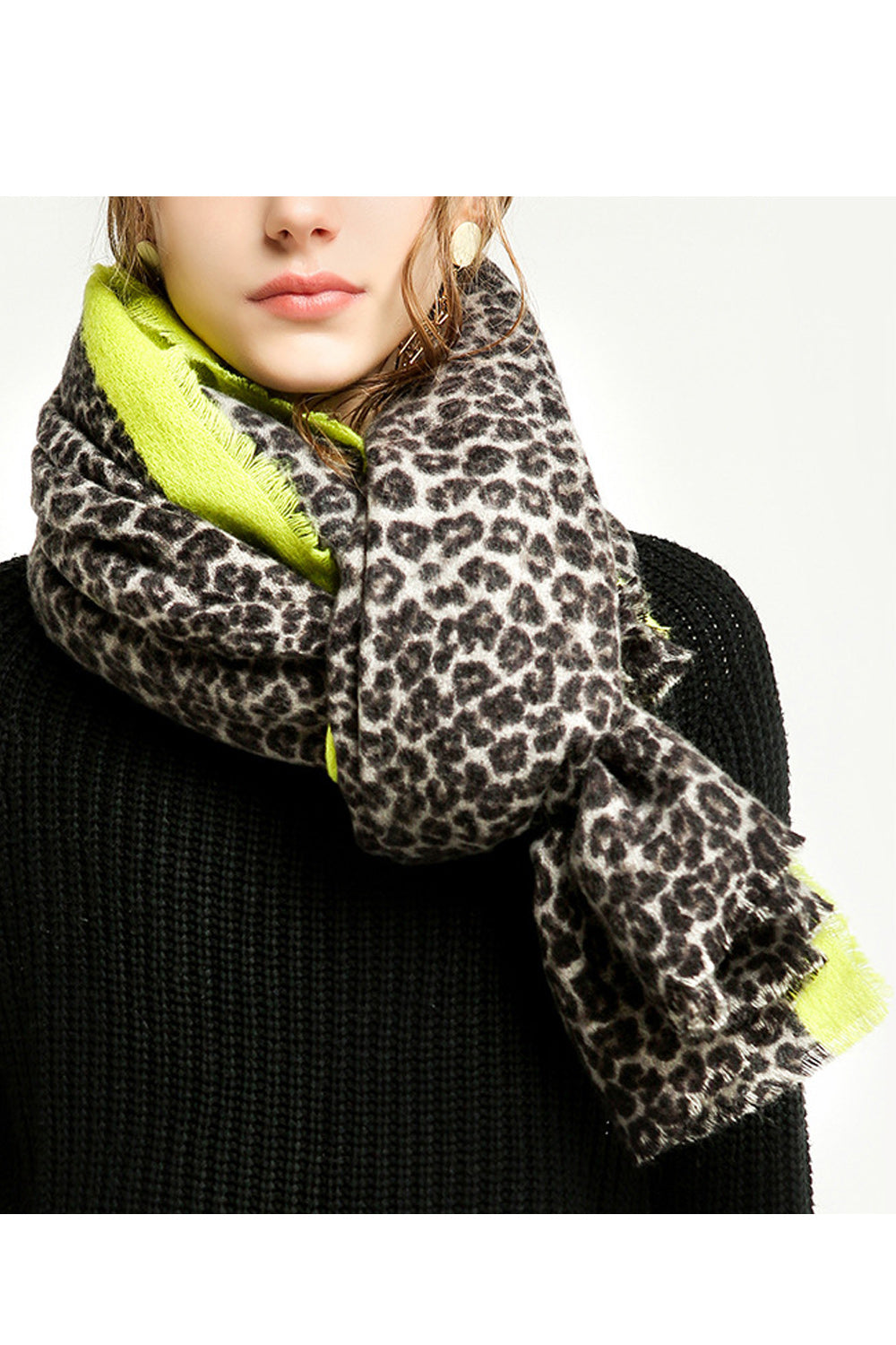Women Elegant Leopard Pattern Thick Warm Muffler