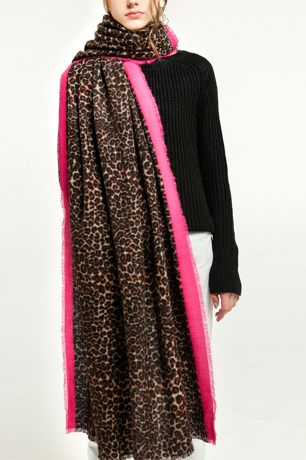 Women Elegant Leopard Pattern Thick Warm Muffler