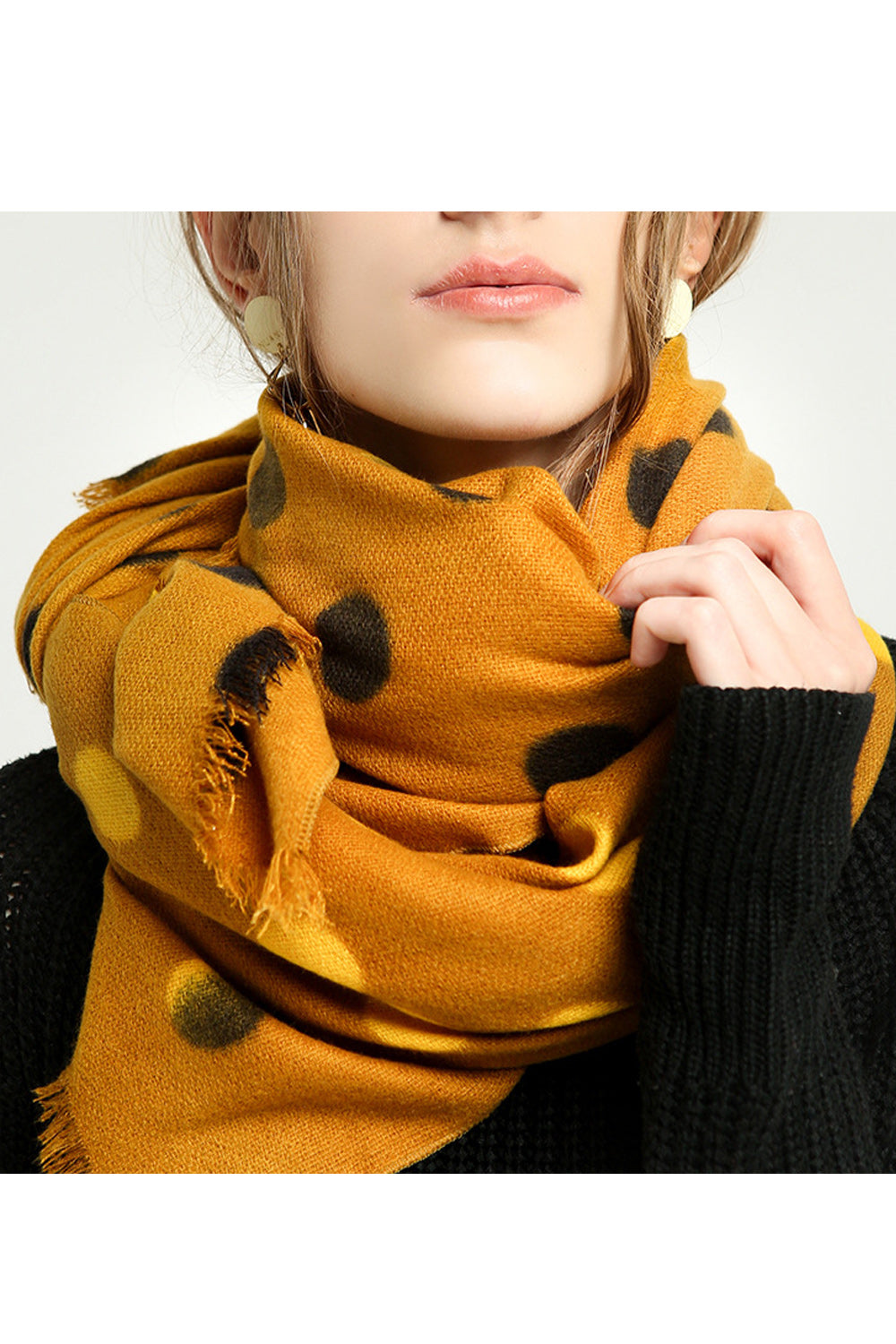 Women Magnificent Polka Dotted Cashmere Cozy Muffler