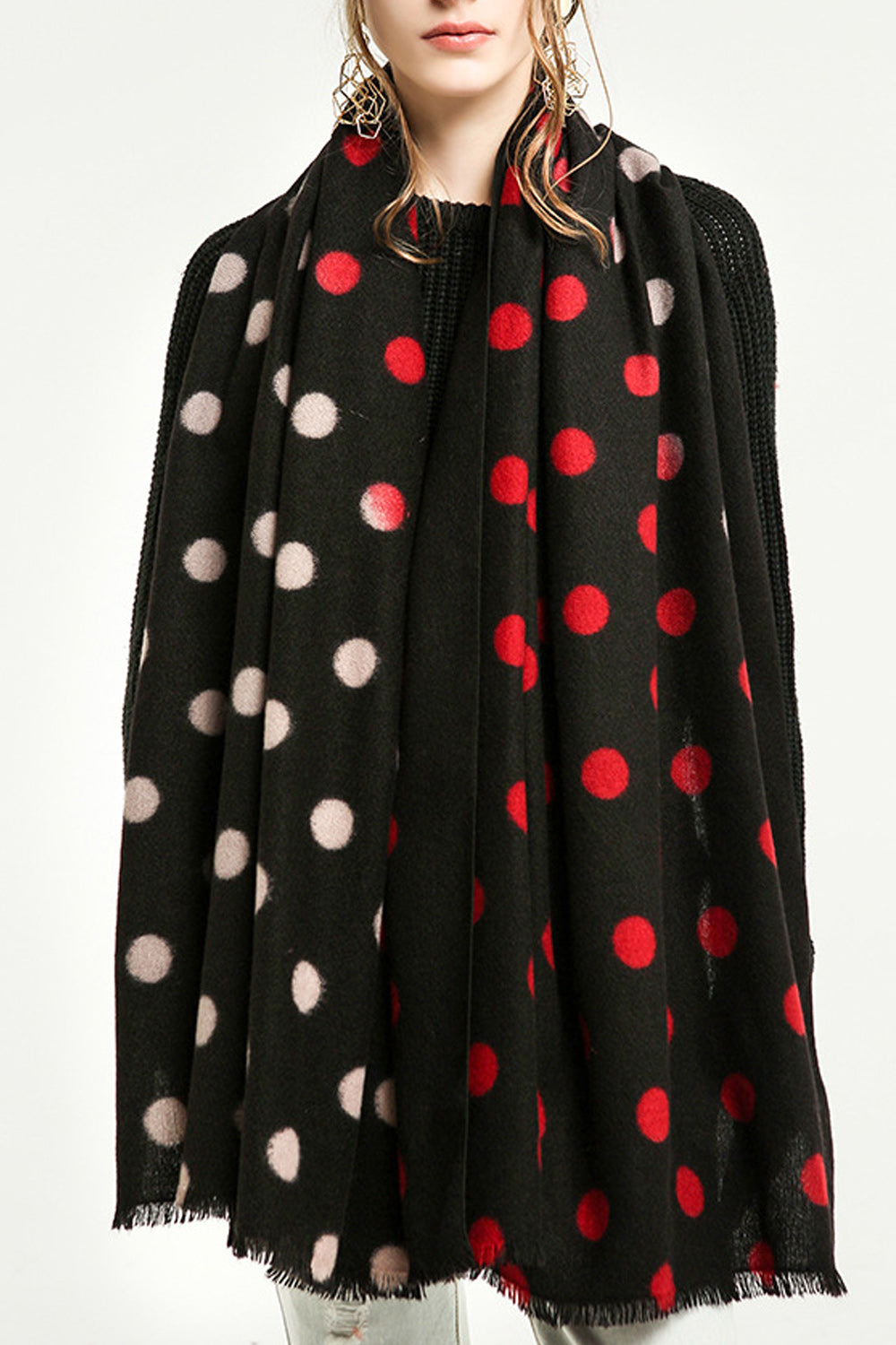 Women Magnificent Polka Dotted Cashmere Cozy Muffler