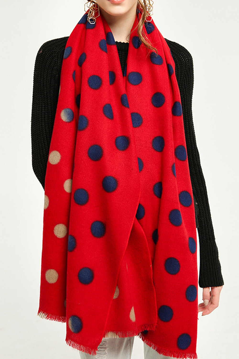 Women Magnificent Polka Dotted Cashmere Cozy Muffler