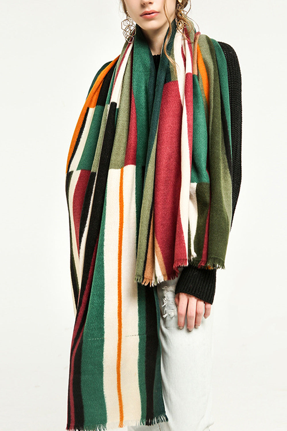 Women Warm Convenient Long Wind Breaker Casual Muffler