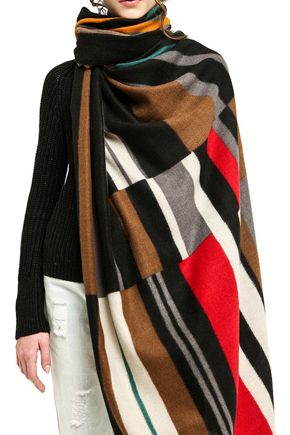 Women Warm Convenient Long Wind Breaker Casual Muffler