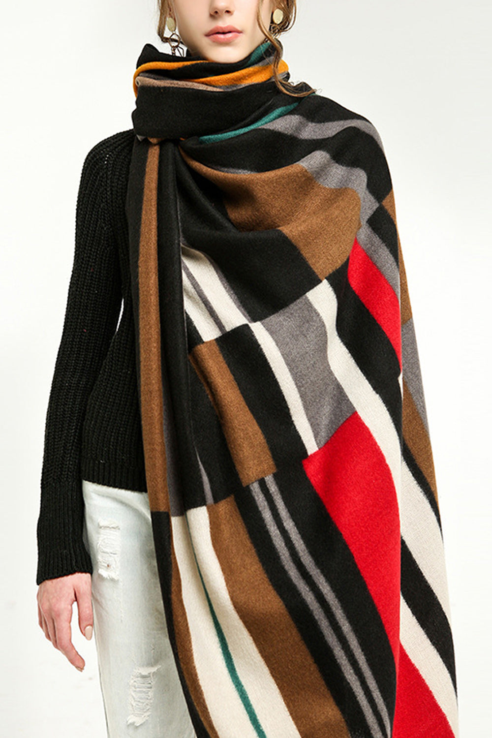 Women Warm Convenient Long Wind Breaker Casual Muffler