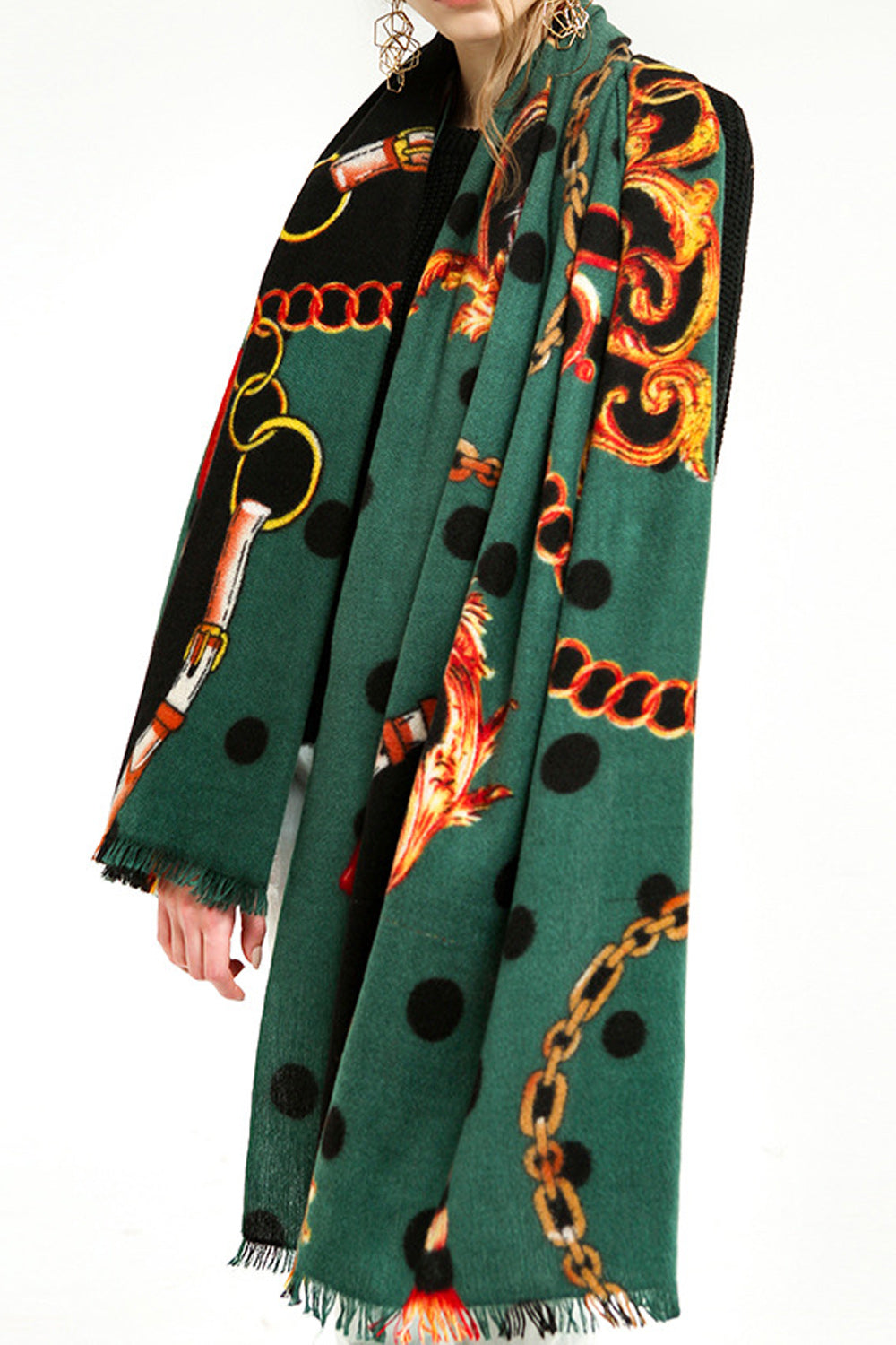 Women Fashionable Warm Long Length Printed Style Muffler