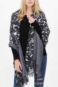 Women Pretty Leopard Pattern Tassel Decorated Long Length Muffler