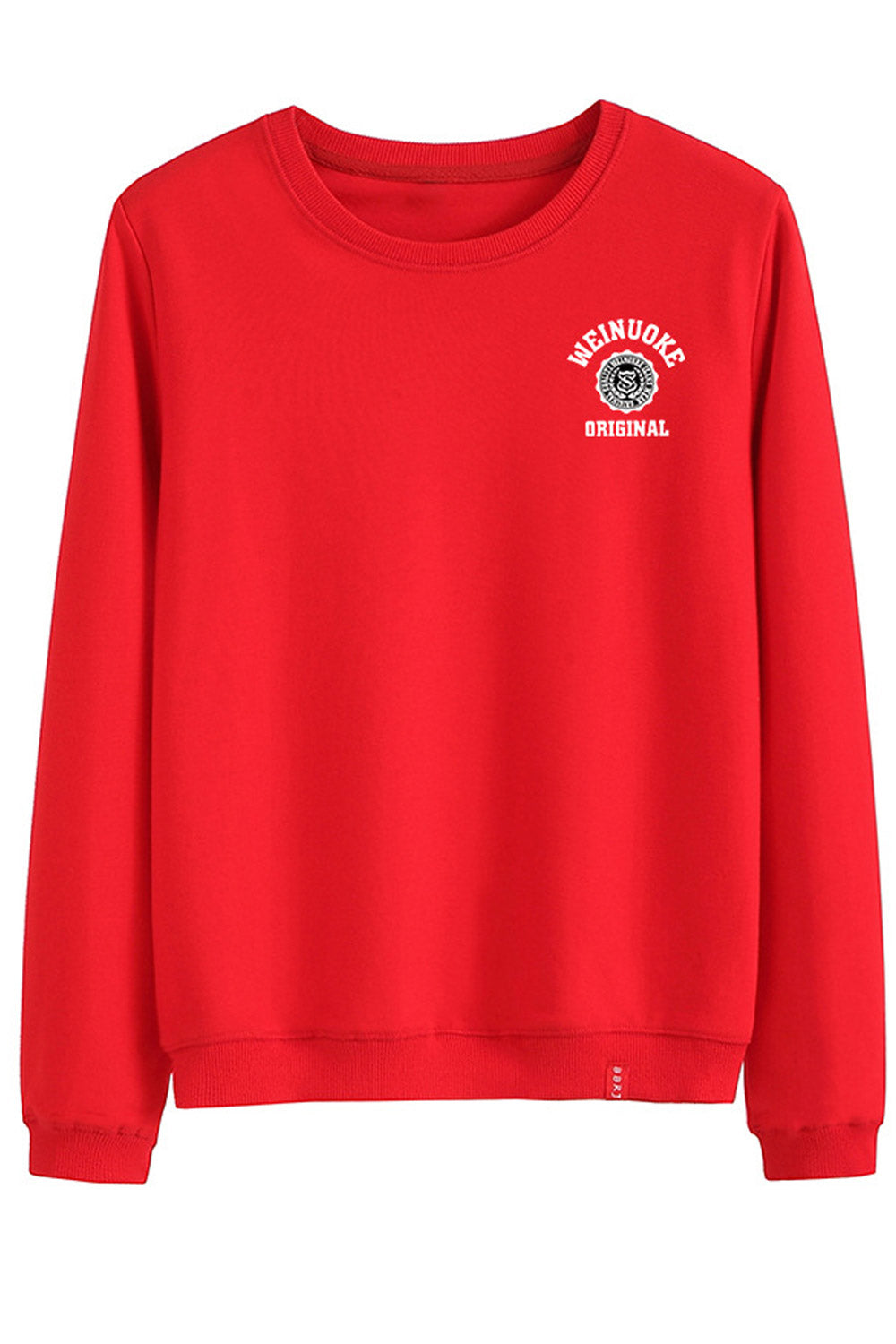 Women Simple Solid Colored Loose Round Neck Convenient Sweatshirt